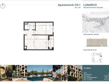 APARTAMENT 1+1 NE LUNARCH RESIDENCE 📍 Mali i Robit, Golem