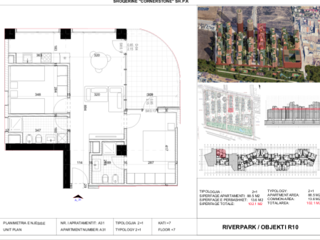 Shitet, Apartament 2+1River Park Residence, Unaza e Re.