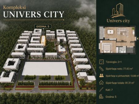 Shitet apartament 2+1 tek Kompleksi Univers City , QTU .