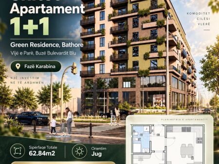 Shitet Apartament 1+1 - Green Residence, Bathore