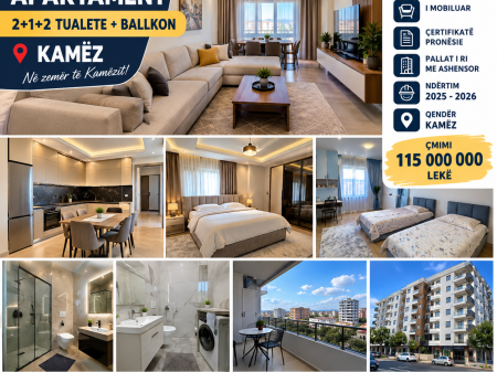 SHITET APARTAMENT 2+1 NË KAMEZ,ME ÇERTIFIKATË PRONËSIE.