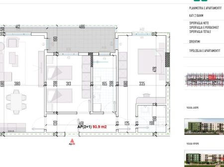 Apartament 2+1+2tualete +2ballkone