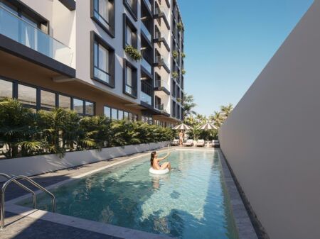 ‼️AUCTION‼️1+1 apartment for sale with pool view in the "Liam" Residence, Golem