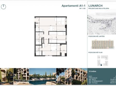 APARTMENT 2+1+2 AT LUNARCH RESIDENCE MALI I ROBIT, GOLEM