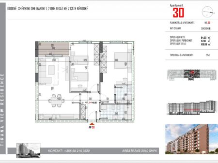 Tirana View, Paskuqan For Sale, Apartment 2+1+2 Bathrooms