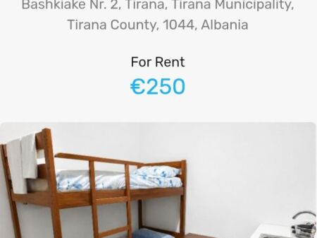 Jepet me qira garsoniere, tek Sanatoriumi, Rruga Haxhi Bardhi.