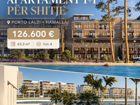OKAZION SHITET APARTAMENT 1+1 NË " PORTO LALZI " HAMALLAJ | 126.600€