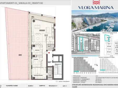 Appartamento 3+1, Vlora Marina | Veranda 149 m2, Piano 1