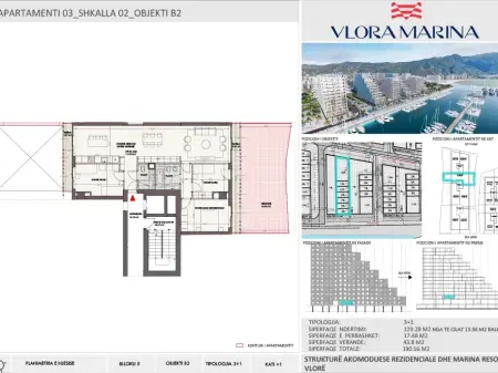 3+1 Apartment for Sale in Vlora Marina, Building B2, Floor 1