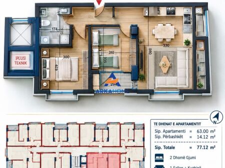 IN VENDITA APPARTAMENTO 2+1 "RIVERSIDE KOTARJA, PASKUQAN" 7.712.000 LEKE