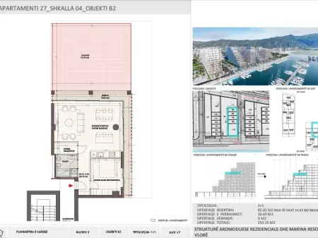 Apartment 1+1 for Sale in Vlora Marina, Building B2, Floor 7