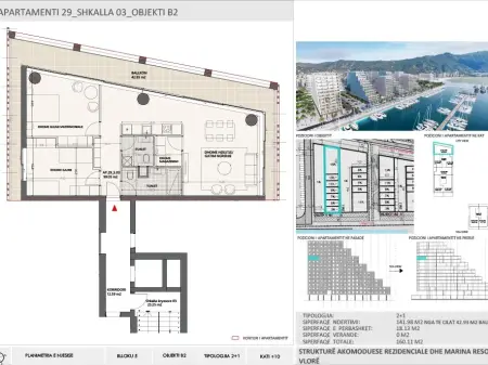 2+1 Apartment for Sale in Vlora Marina, Building B2, Floor 10
