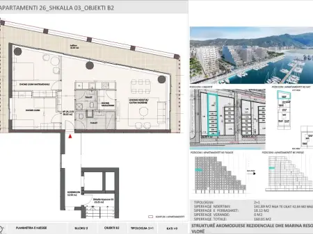 Apartment 2+1 for Sale in Vlora Marina, Building B2, Floor 9