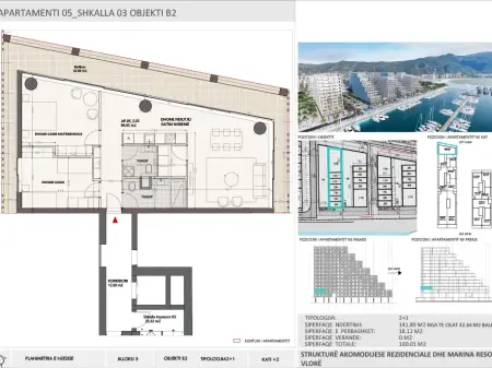 Apartment 2+1 for Sale in Vlora Marina, Building B2, Floor 2