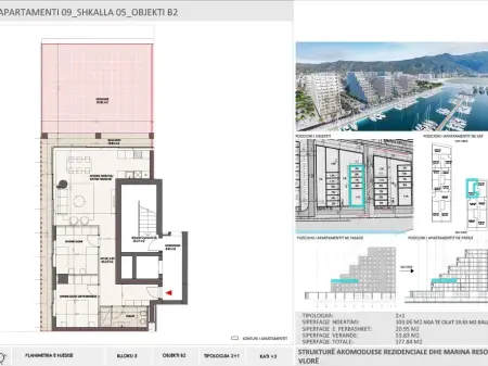 Apartment 2+1 for Sale in Vlora Marina, Building B2, Floor 3