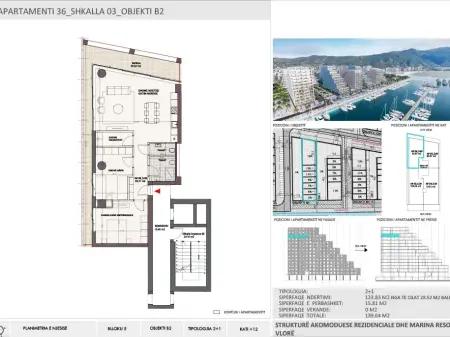 Apartment 2+1 for Sale in Vlora Marina, Building B2, Floor 12