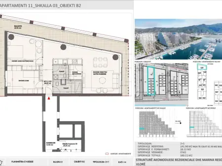 Apartment 2+1 for Sale in Vlora Marina, Building B2, Floor 4