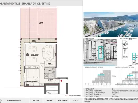 Apartment 1+1 for Sale in Vlora Marina, Building B2, Floor 7