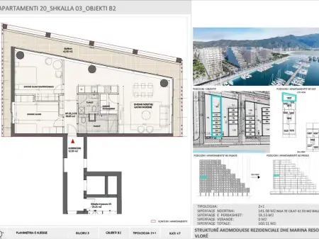 Apartment 2+1 for Sale in Vlora Marina, Building B2, Floor 7