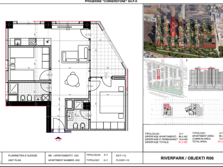 Shitet, Apartament 2+1 River Park Residence, Unaza e Re.