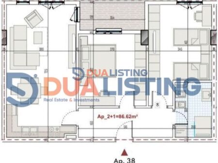 Apartament 2+1 per shitje Paskuqan, Ring Side Residence