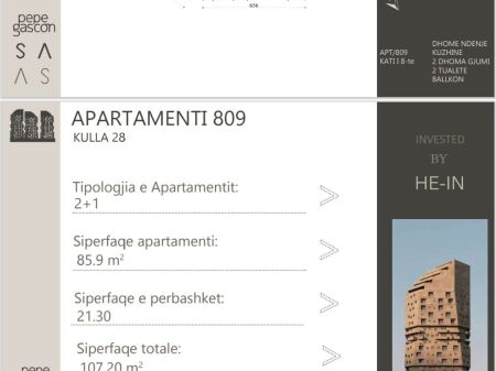Apartament per shitje Shqiponja Square 2+1