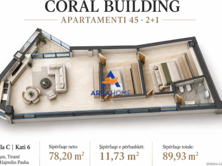 SHITET APARTAMENT 2+1+BALLKON "CORAL BUILDING, PASKUQAN" CMIMI SIPAS KERKESES