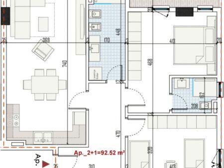 Apartment 2+1+2 for sale at Ringside Residence, Paskuqan.