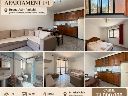 🏡 SHITET APARTAMENT 1+1 – RRUGA ASIM VOKSHI, TIRANË