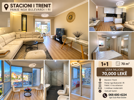Jepet me qera apartament 1+1 te Stacioni Trenit