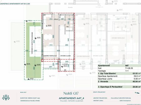 Appartamento 1+1 A47 | Green Coast G17 | 68.88 m² + veranda | €375,157.93