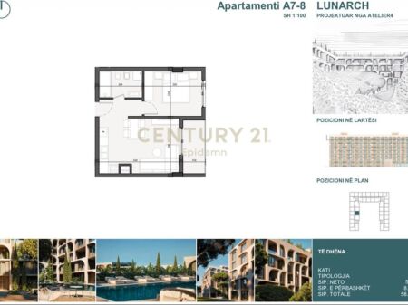 EKSKLUZIVE! Apartament 1+1 në shitje në Lunarch Residence Mali i Robit! 82,600 €