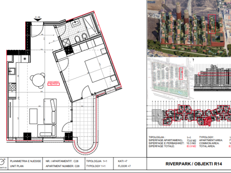 Shitet, Apartament 1+1 River Park Residence, Unaza e Re.