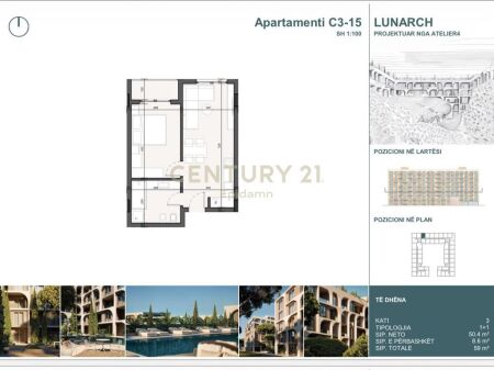 ESCLUSIVO! Appartamento 1+1 con veranda in vendita a Lunarch Residence Mali i Robit! 70,800 €