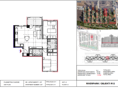 Shitet, Apartament 2+1 River Park Residence, Unaza e Re.