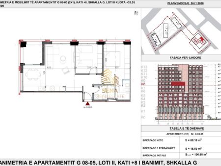 In vendita, Appartamento 2+1+2WC+Blk, Ex Profarma – Xhamllik-Dara Residence , 2000€/m