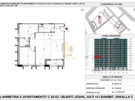 In vendita, Appartamento 2+1+2WC+Blk, Ex Profarma – Xhamllik-Dara Residence , 2000€/m