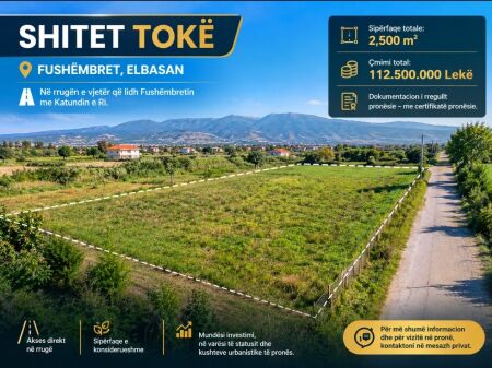 🌿 LAND FOR SALE – FUSHËMBRET, ELBASAN 📍