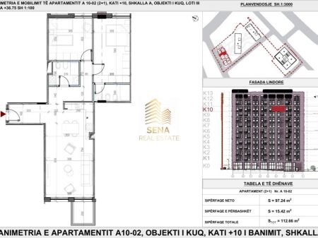 In vendita, Appartamento 2+1+2WC+Blk, Ex Profarma – Xhamllik-Dara Residence , 2000€/m