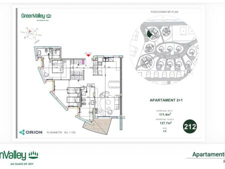 Apartament 2+1+2 në Green Valley Residence – Elegancë dhe komoditet pranë Liqenit