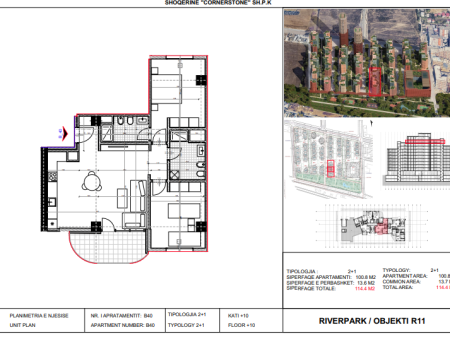 Shitet, Apartament 2+1 River Park Residence, Unaza e Re.