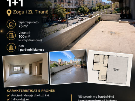 **APPARTAMENTO 1+1 IN VENDITA CON VERANDA – ZOGU I ZI**