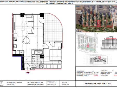Shitet, Apartament 1+1 River Park Residence, Unaza e Re.